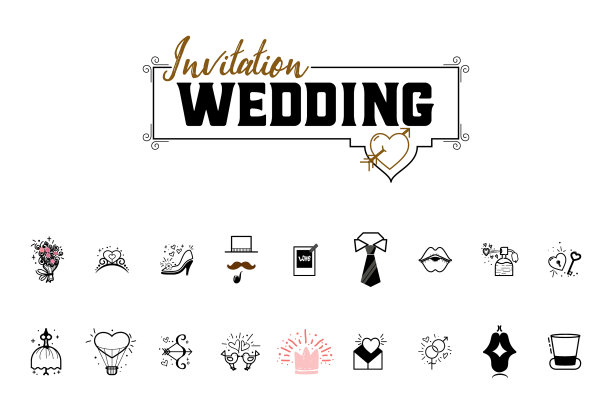 婚礼图标大型设置组织和图片下载