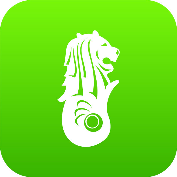 鱼尾狮雕像新加坡图标数字绿色图片下载