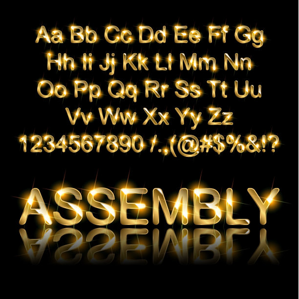金色的英文字母在黑色的背景图片下载