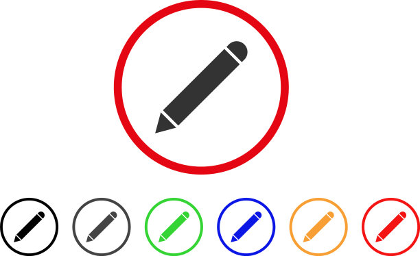 铅笔圆形图标图片下载
