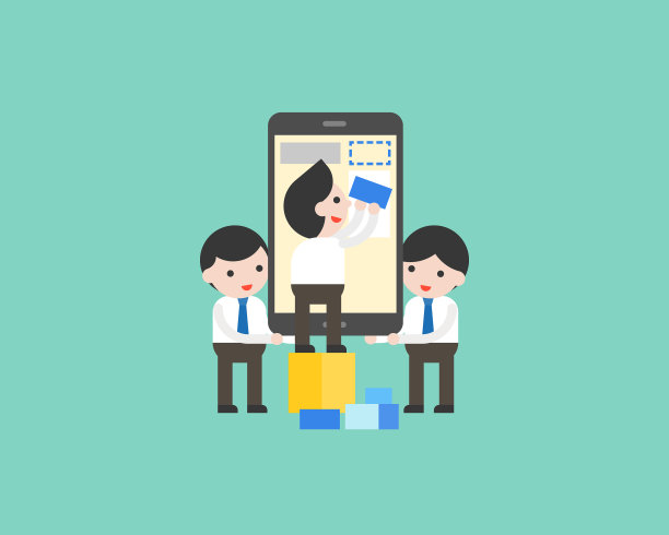 帮助在手机上制作内容的商人图片下载