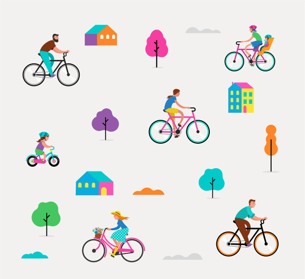 人们在公园里骑自行车图片下载