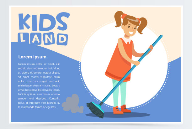 微笑的女孩穿着红衣服扫地的孩子图片下载