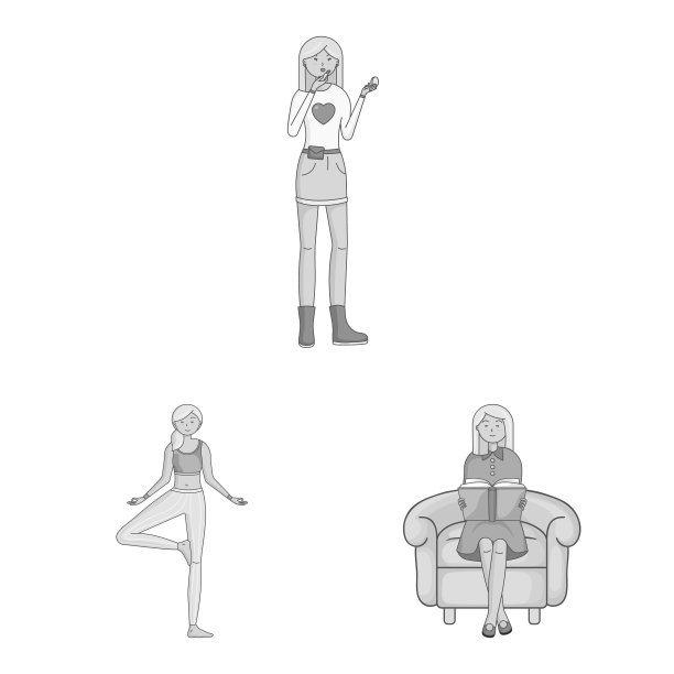 孤立对象情感和女性标志集图片下载