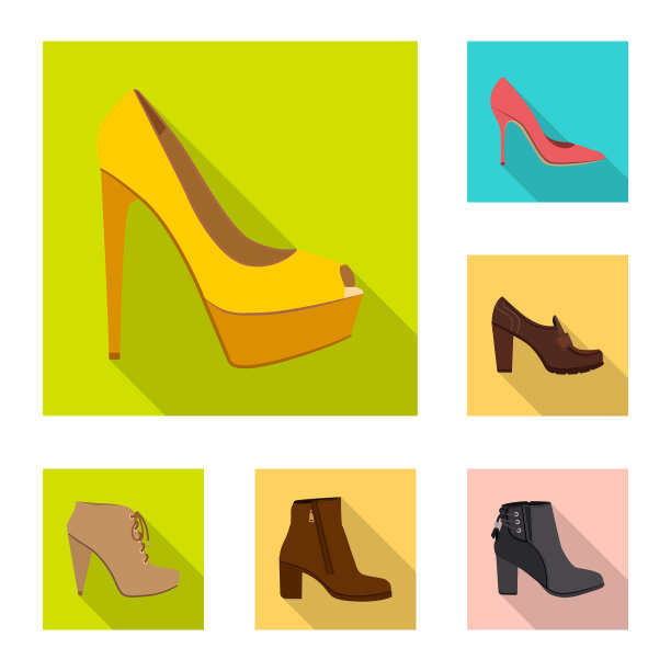 孤立对象的鞋类和女性标志集图片下载