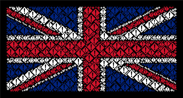 英国国旗模式的警告图标图片下载