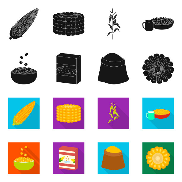 孤立的对象玉米田和蔬菜图标图片下载