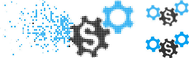 损坏的虚点半色调商业齿轮图标图片下载