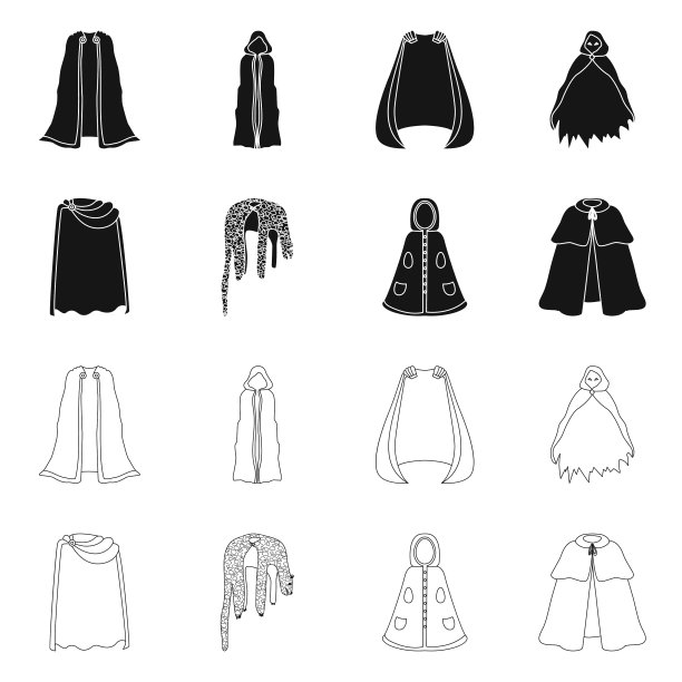 孤立的对象材料和服装图标集图片下载