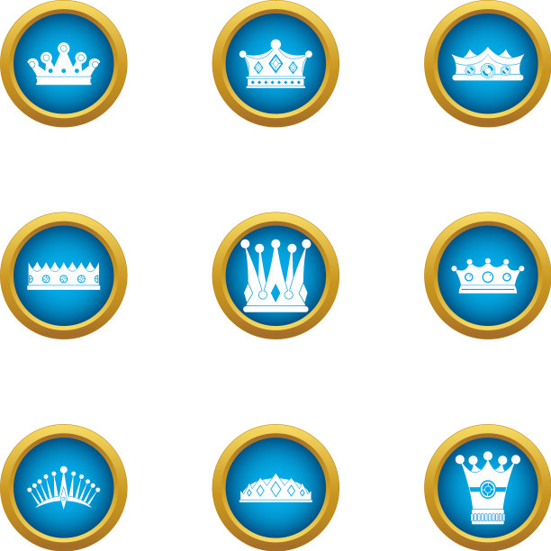 国王头图标设置扁平风格图片下载