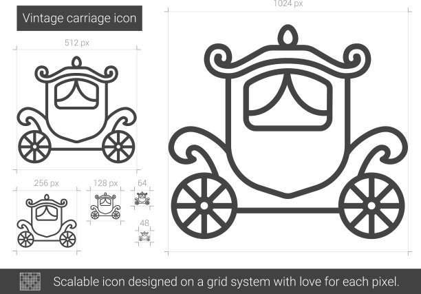 老式马车线图标图片下载