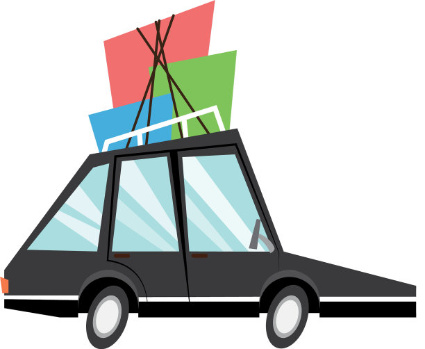 卡通汽车与包裹屋顶旅行图片下载