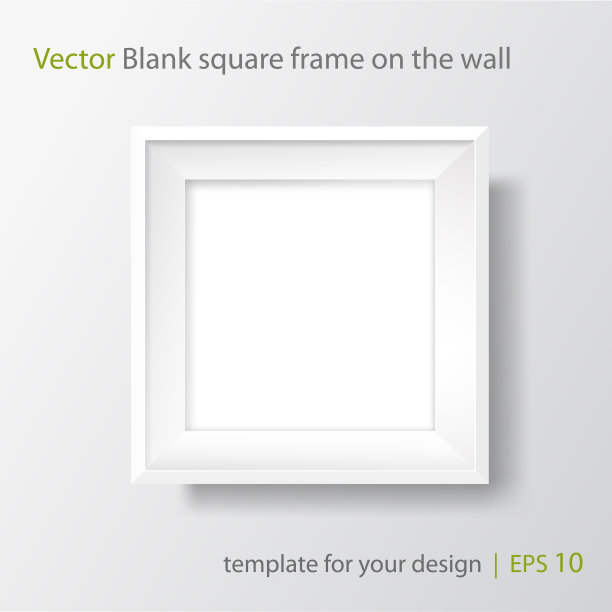 白色墙壁上的方形空白白色框架图片下载