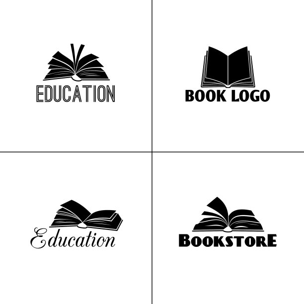 书籍和教育Logo套装图片下载