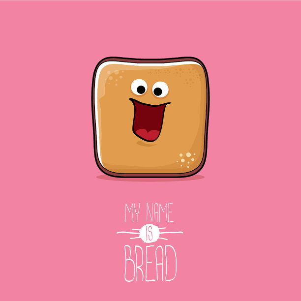 时髦的卡通可爱的切片面包角色图片下载