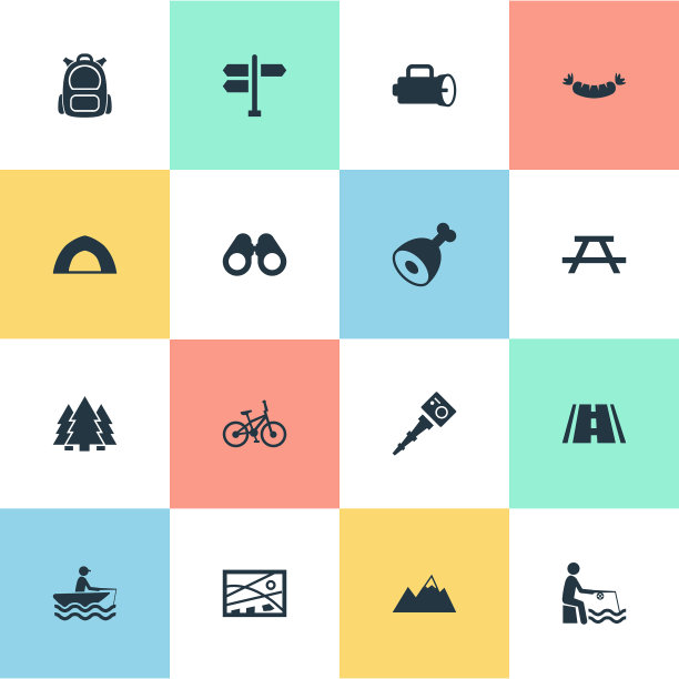 一套简单的户外图标图片下载