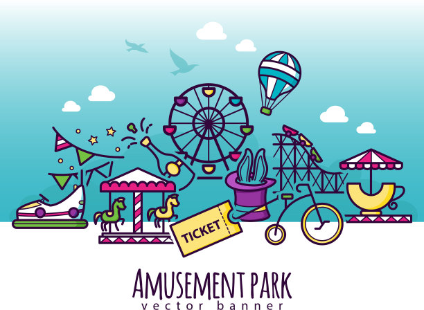 游乐园图标吸引横幅图片下载