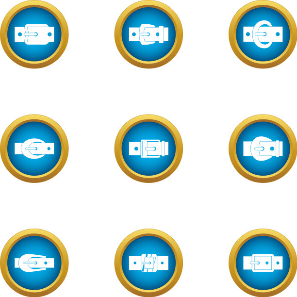 纺织扣图标设置平风格图片下载