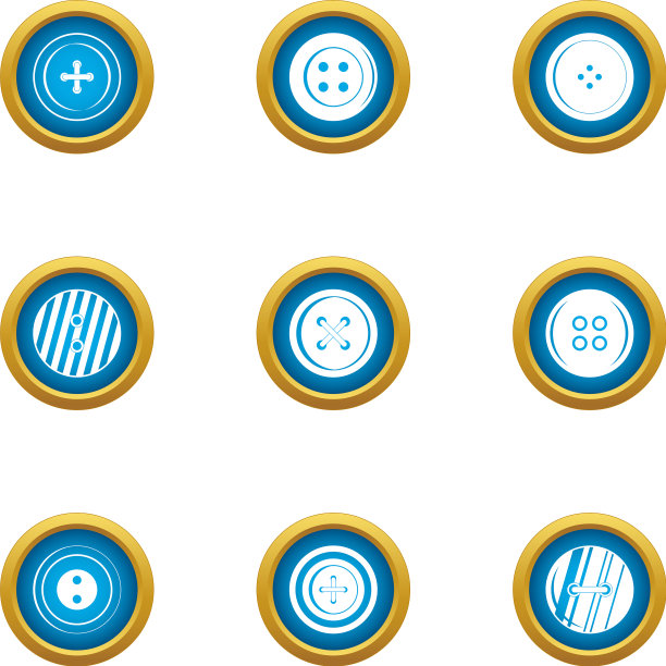 按钮上的衣服图标设置平风格图片下载