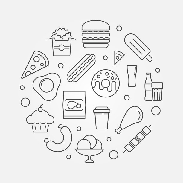 垃圾食品圆形轮廓图片下载