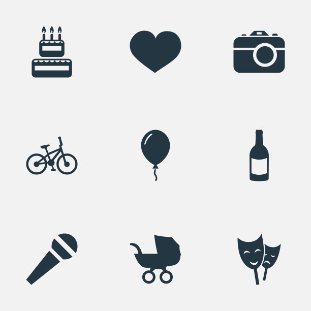 一套简单的生日图标图片下载