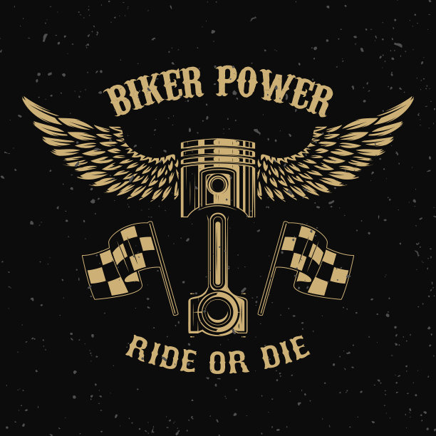 摩托车动力活塞与翅膀在黑暗的背景图片下载