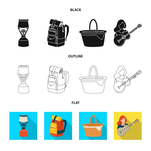 设计徒步和野生动物标志集图片下载