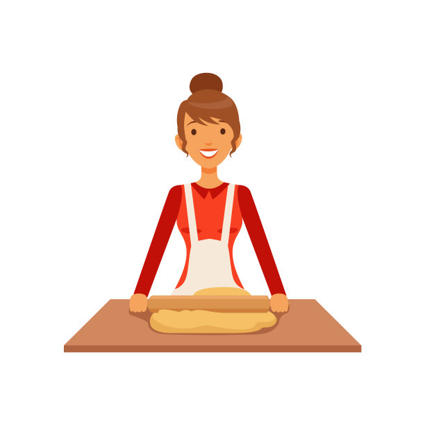 年轻妇女擀面，家庭主妇做饭图片下载