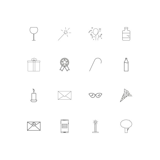 假日简单的线性图标设置概述图标图片下载