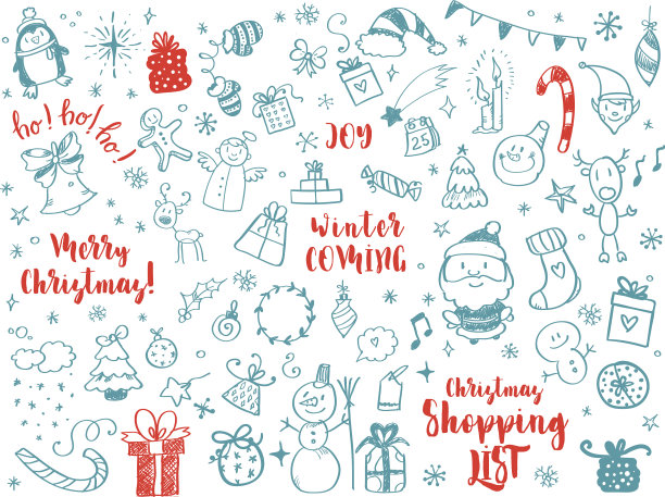 大的圣诞设计元素在涂鸦图片下载