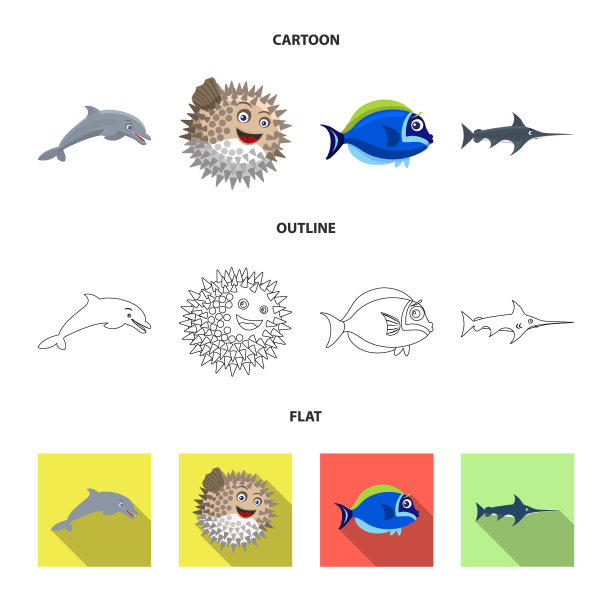 设计海和动物符号集海图片下载