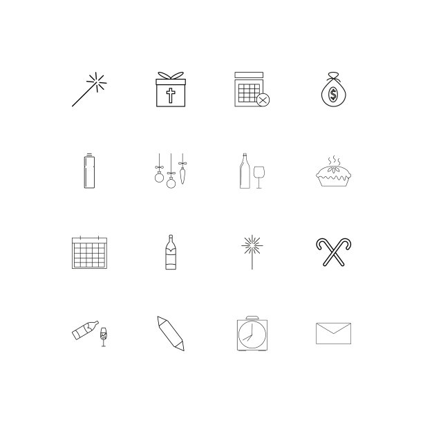 假日简单的线性图标设置概述图标图片下载