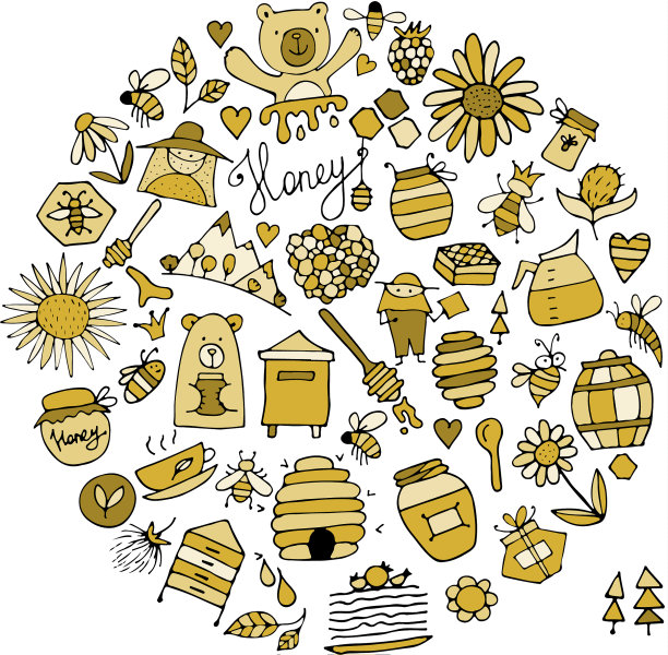 蜂房图标设置草图为您的设计图片下载