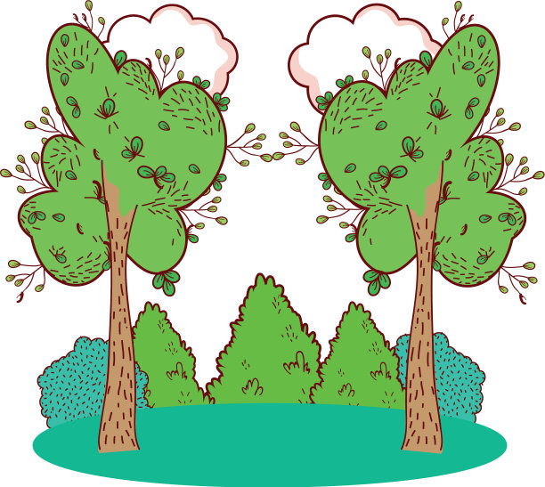 自然树木与灌木和云景观图片下载