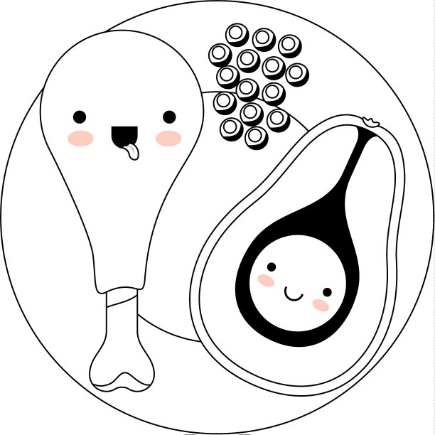 可爱的食物盘子，鸡腿，豌豆和图片下载