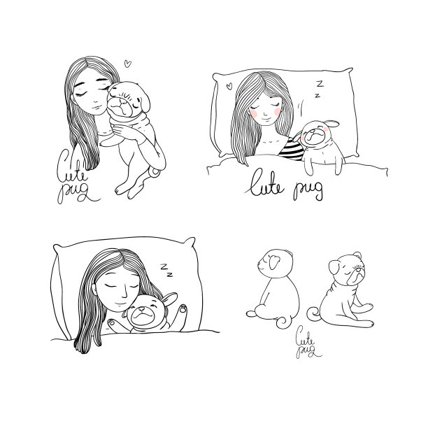 一个女孩和一只哈巴狗图片下载