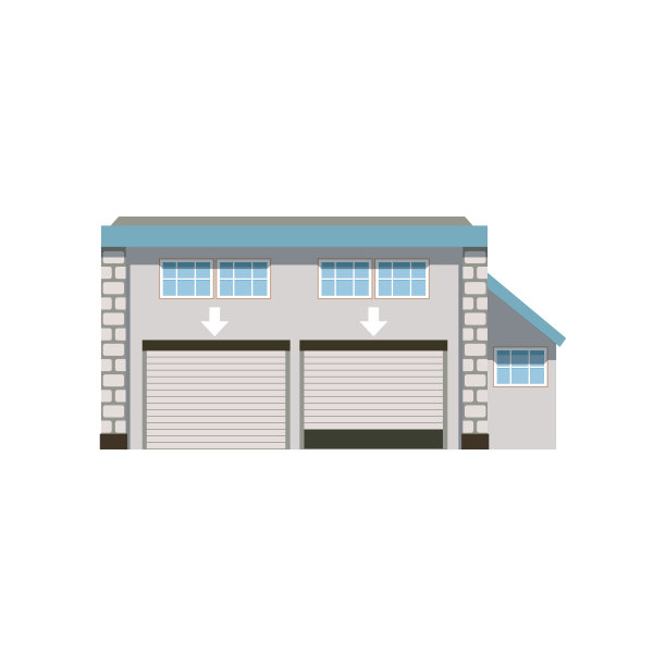 有卷帘门的现代工业装置图片下载