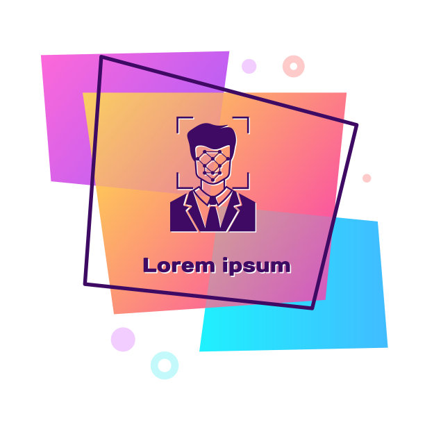 紫色人脸识别图标孤立在白色图片下载