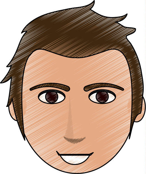 彩色铅笔卡通正面男人的发型图片下载