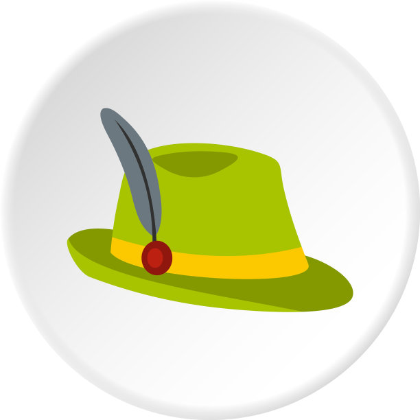 绿色帽子与羽毛图标圈图片下载