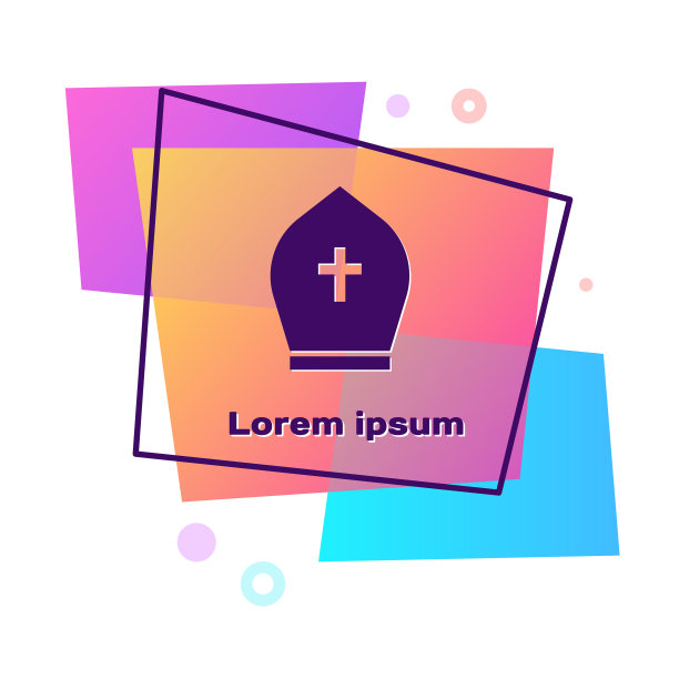 紫色教皇帽子图标孤立在白色背景图片下载