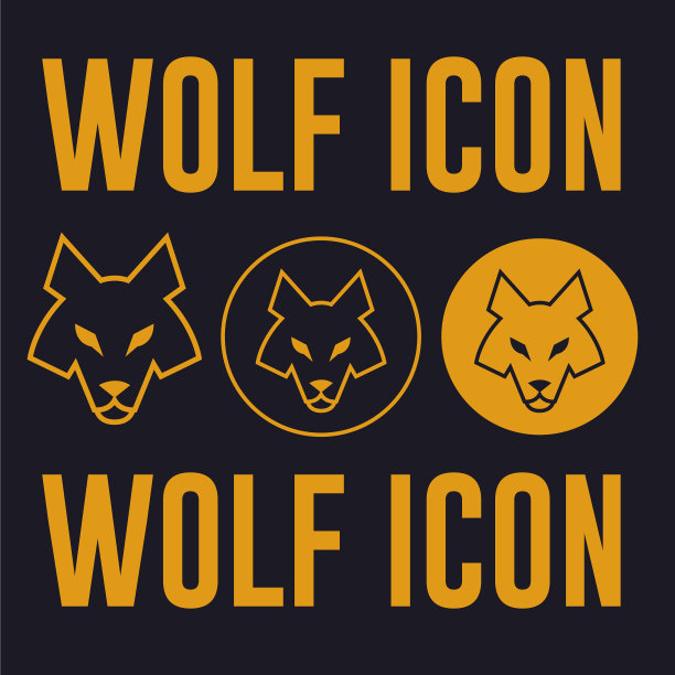 狼头扁形图标图片下载