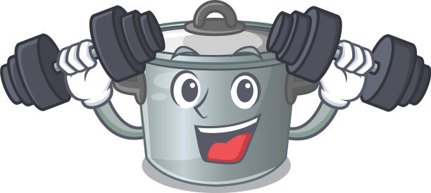 健身汤锅上的木桌卡通图片下载