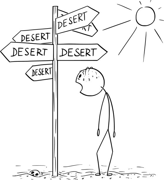 卡通疲惫而干渴的男人走着图片下载