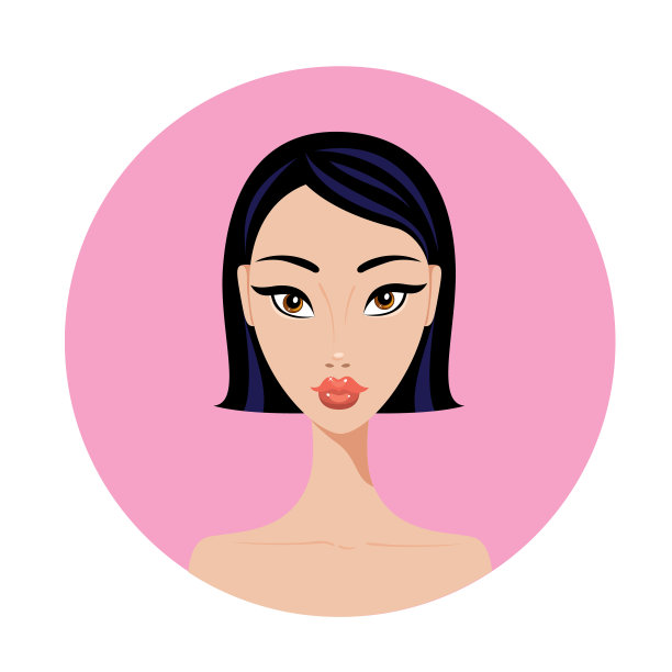 年轻的亚洲妇女与短的黑色头发看起来图片下载