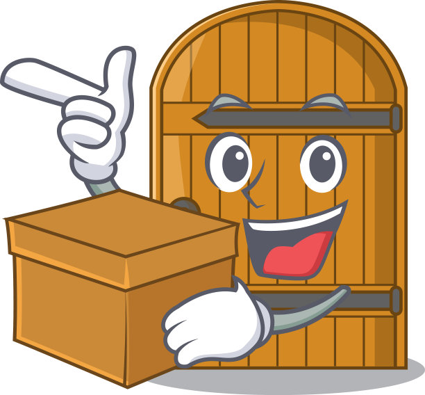 用木箱木门隔离人物卡通图片下载