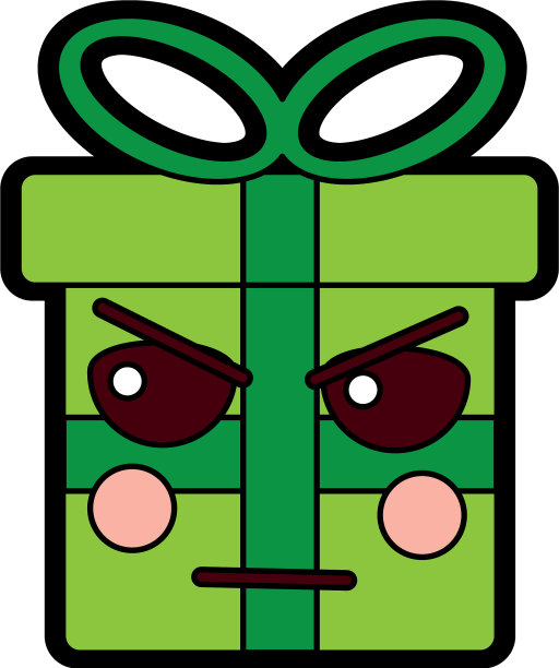 礼盒生气侧眼表情符号图标形象v图片下载