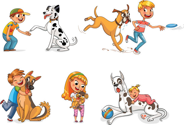 孩子拥抱他的宠物图片下载