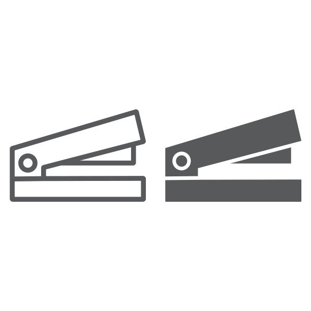 图钉线性及实体图标，办公用品图片下载