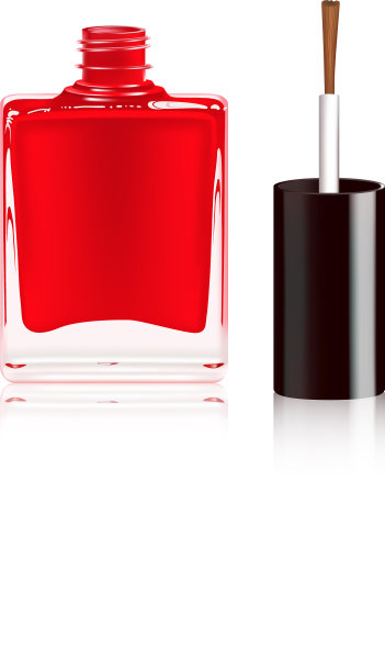 红色指甲油在瓶中孤立白色图片下载